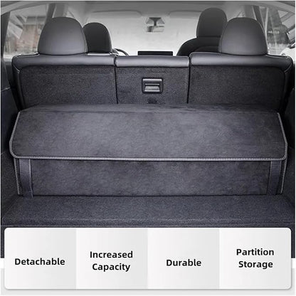 Folding Car Trunk Organizer Compatible For Tesla Model 3 X S Y Leather Big Capacity Storage Box Detachable Partition Car Trunk Storage