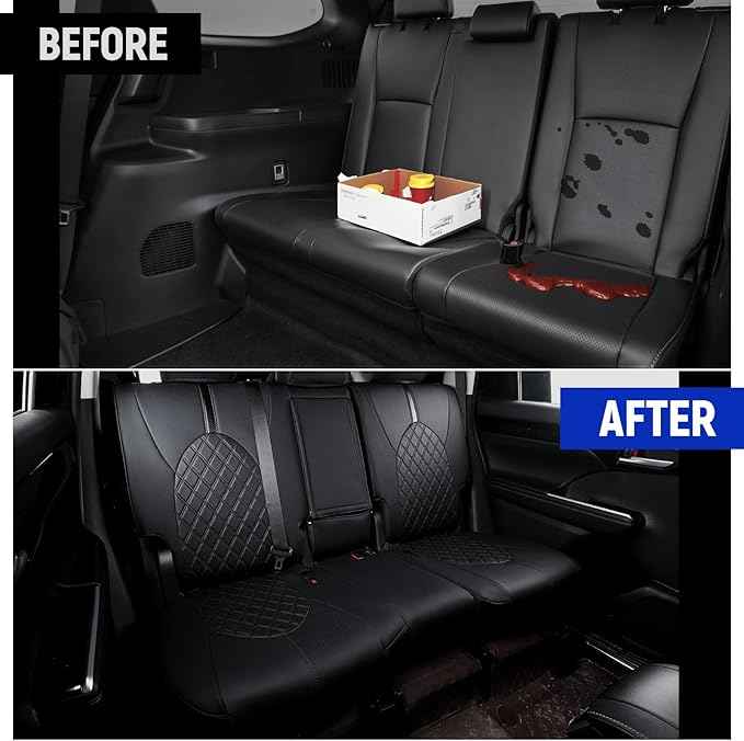8 Seat Covers for 2026 2025 2024 Grand Highlander Accessories, Car Seat Covers for Toyota Grand Highlander, Side Airbag Compatibility, Full Set All-Wrapped Premium Leather Diamond Pattern