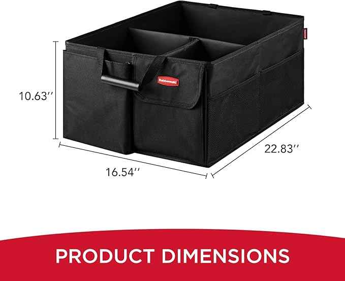 Rubbermaid Car Organizer, Collapsible Trunk Organizer, Multi-Compartment Car Storage Organization for Car Accessories, 3 Compartments Without Cover, 22.83"*16.54"*10.63"