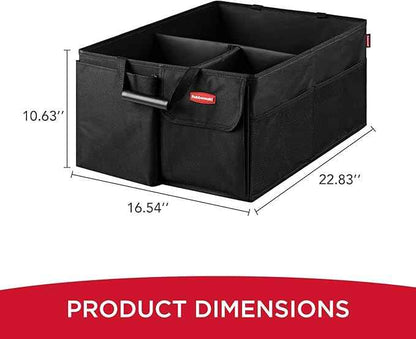 Rubbermaid Car Organizer, Collapsible Trunk Organizer, Multi-Compartment Car Storage Organization for Car Accessories, 3 Compartments Without Cover, 22.83"*16.54"*10.63"