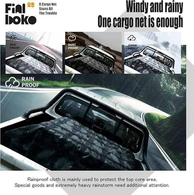 Heavy Duty Cargo Net for Pickup Truck Bed,(4.8'x 6'-1200lbs) Gladiator Cargo Net with 6'x 8' Truck Bed Tarp,Weatherproof Cargo Cover Suitable for Daily Full Load of Pickup
