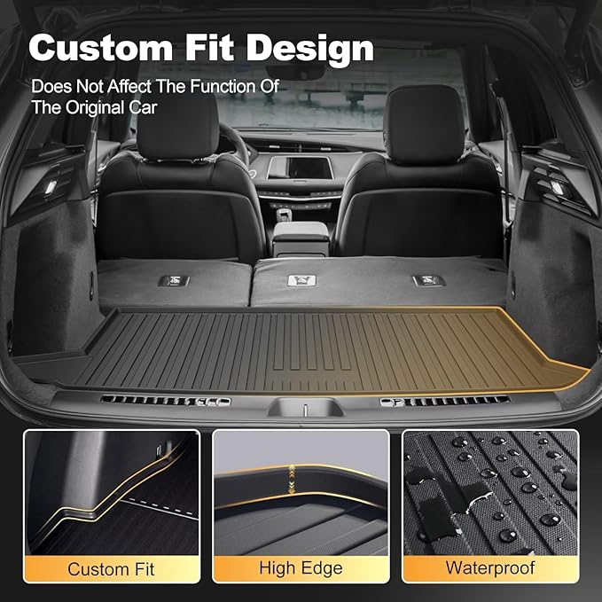2025 XT4 Cargo Liner | Custom Fit Trunk Mat for 2019-2025 Cadillac XT4, All Weather Rear Cargo Mat 3D Waterproof Durable Odorless Trunk Liners for 2025 XT4 Cargo mat, Black