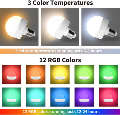 HISTAR Tent Lights for Camping 2000mah, Rechargeable Light Bulbs with Remote, Timer, Dimmable, E26 Battery Operated Light Bulb, 3 Color Temperature, RGB, Magnetic Base