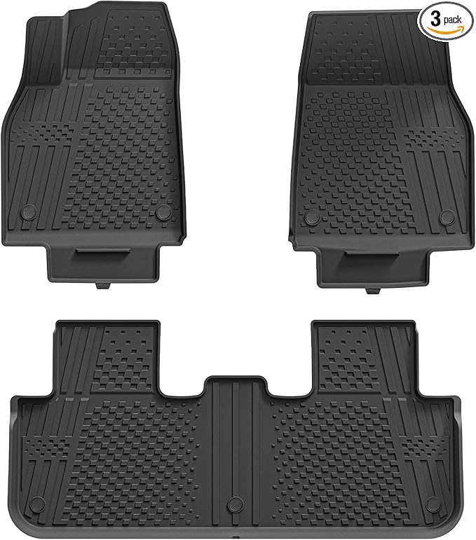 3W Floor Mats Compatible for Tesla New Model Y 2025 2026 Juniper(Including Standard), TPE All Weather Custom Fit Floor Liner for Model Y, 1st & 2nd Row Set Car Mats, Black