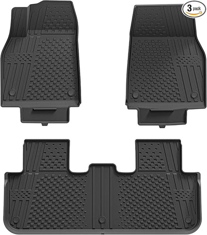 3W Floor Mats Compatible for Tesla New Model Y 2025 2026 Juniper(Including Standard), TPE All Weather Custom Fit Floor Liner for Model Y, 1st & 2nd Row Set Car Mats, Black