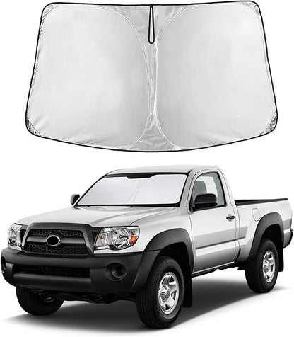 EcoNour Windshield Sun Shade Compatible for Toyota Tacoma 2005-2015 Front Window Sunshade Foldable Sun Visor UV & Heat Blocking Protection