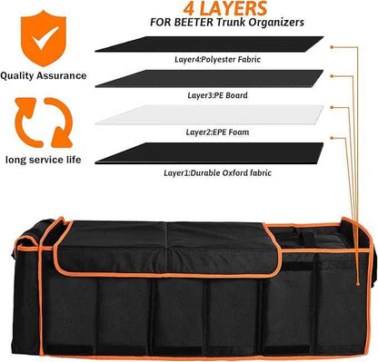 Large Trunk Organizer with Cooler, 3 Compartments SUV Cargo Organizer, Portable Trunk Organizer for suv,car,truck,rv,jeep(black)