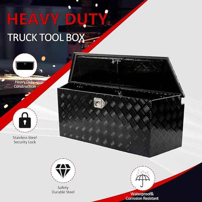 49 Inch Aluminum Trailer Tongue Tool Box 5 Bar Tread Wide Utility ToolBox for Pick Up Truck RV Storage Organizer Tool Box with Lock and Keys - 49"X15"X18.5" Black