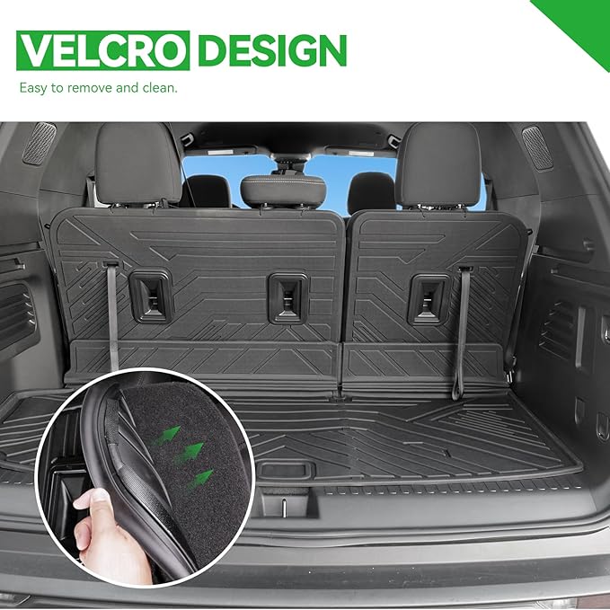 Cargo Mat for 2024 2025 2026 Chevy Traverse & 2025 2026 Buick Enclave 7/8 Seats, All Weather TPE Cargo Liner with Back Seat Cover 3rd Row Accessories, Rear Trunk Mat with Backrest Mat