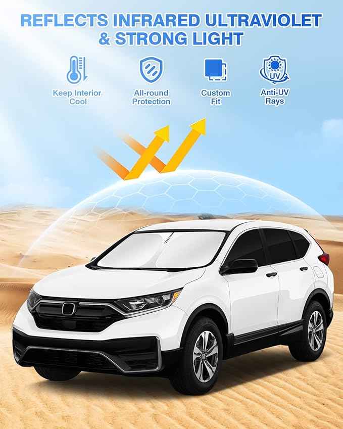 Window Shades for Honda CRV 2017-2022 CR-V Accessories Windshield Sun Shade Side Rear Window Cover Sunshade Sun Visor Shield Privacy Protection for Camping Keep Vehicle Cool Black 8PCS
