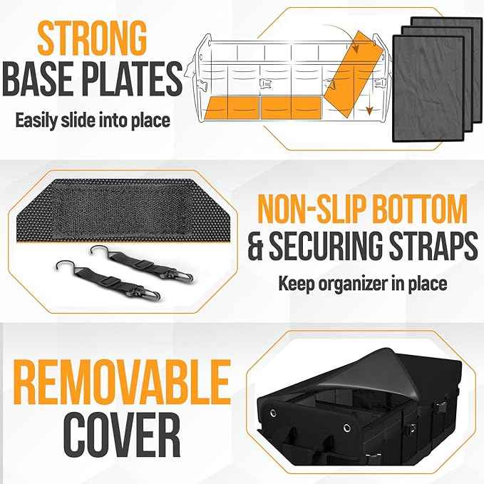 FORTEM Trunk Organizer with Cooler For SUV Car Organizer and Storage, Collapsible Multi-Compartment, Perfect Christmas Gifts For Men, Women, 1680D Oxford, Non Slip Bottom, Straps, Soft Cover 110L