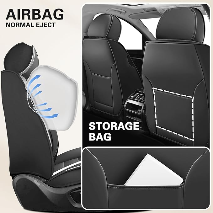 Car Seat Cover Fit for Honda Passport 2019-2026 Waterproof Seat Covers,Nappa Faux Leather Breathable and Comfortable,Car Seat Protector Car Interior Accessories (Front Seat) Grey&White