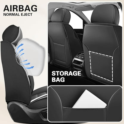 Car Seat Cover Fit for Honda Passport 2019-2026 Waterproof Seat Covers,Nappa Faux Leather Breathable and Comfortable,Car Seat Protector Car Interior Accessories (Front Seat) Grey&White