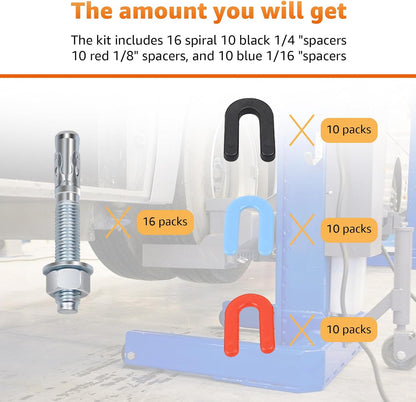 Lift Install Kit, Car Lift Installation Install Kit,(16Pcs 3/4" x 5.5" Wedge Anchor Bolts)