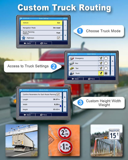 N700 GPS Navigator for Car Truck RV 2025,Truck GPS Commercial Drivers,Trucker GPS for semi Truck,Free Lifetime Maps Updates,7 inch Touchscreen,Custom Truck Routing,Driver Alerts