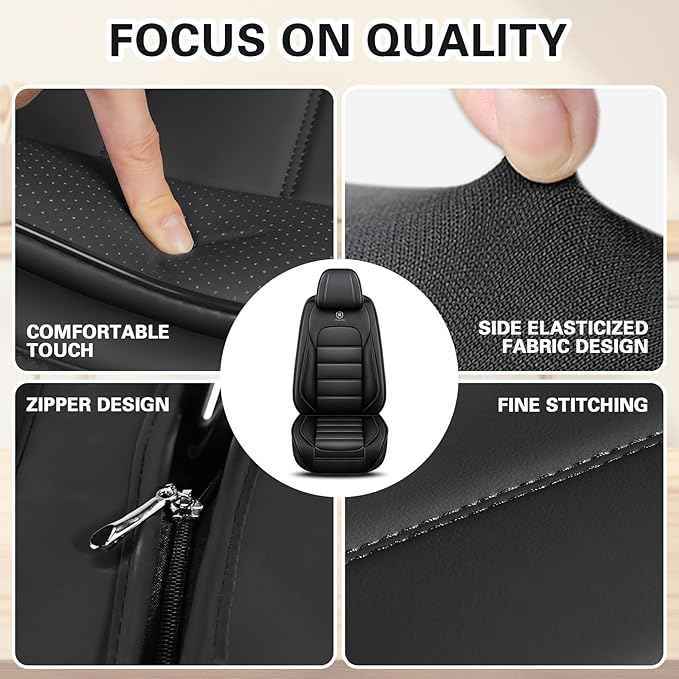 Car Seat Cover Fit for Honda Passport 2019-2026 Waterproof Seat Covers,Nappa Faux Leather Breathable and Comfortable,Car Seat Protector Car Interior Accessories (Front Seat) Black