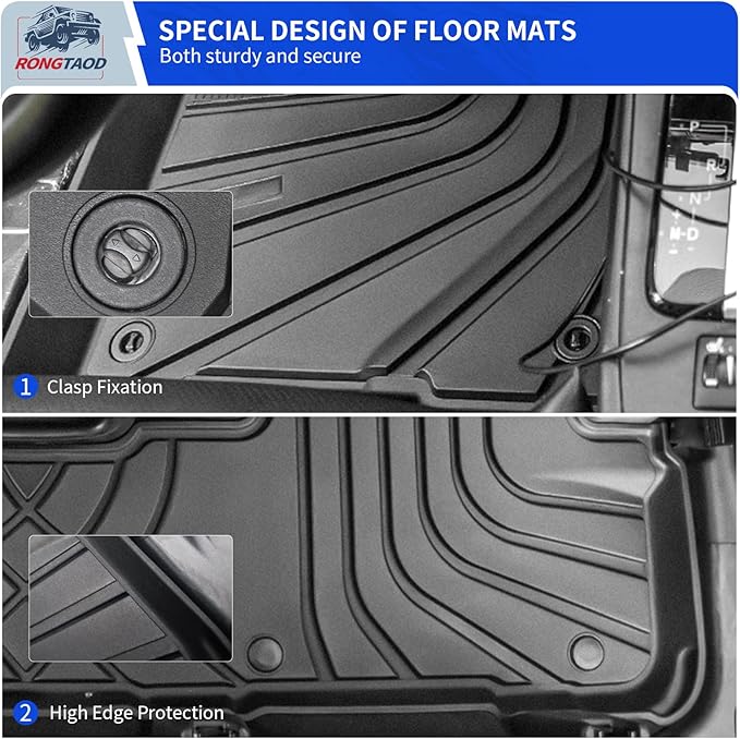 Rongtaod Floor Mat Compatible with 2014-2019 Toyota Highlander Trunk Mat Cargo Mat Cargo Liner Back Seat Cover Protector Floor Liner 2019 Highlander Accessories (Trunk Mat with Backrest Mat+Floor Mat)