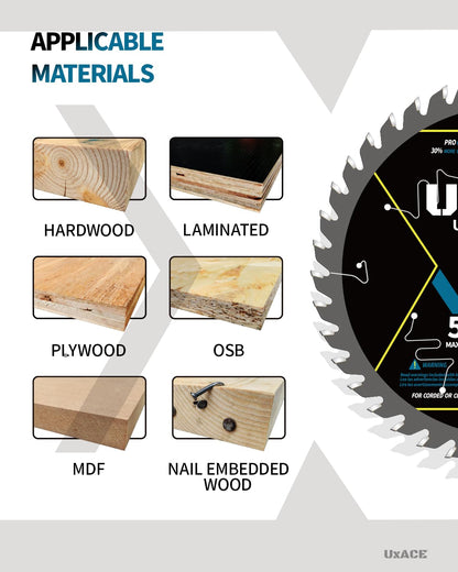 5-1/2-Inch 40-Tooth Circular Saw Blade with 10 mm Arbor, Ultra Finish Wood Cutting, Carbide Tip, Thin Kerf, for Plywood, MDF, OSB, Laminated, 2 Pack