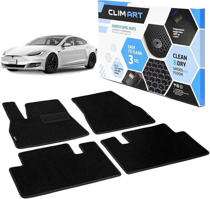 CLIM ART All-Weather Car Floor Mats Compatible with Tesla Model S 2012-2020, Custom-Fit Heavy-Duty Floor Liners for Cars & SUVs, Car Accessories for Men & Women, Black - FL011412163