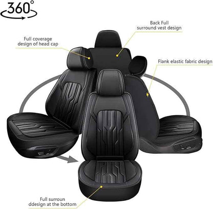 YORKNEIC Seat Covers Front Seats Fit for Cadillac XT5 2017-2025 2026 Breathable Faux Leather Car Seat Covers Waterproof Car Seat Protectors with Airbag Compatible(2 Front Seat, Black)