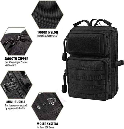 Universal Tactical Car Seat Back Organizer Bag Tactical Molle Vehicle Organizers Panel Vehicle Protector Organizers with 5 Detachable Pouches for Car Truck Ford Jeep (Model A-Black)