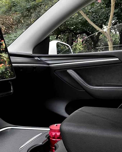 Matte Black Dashboard Cover and Front Door Cover Compatible with Tesla Model 3（2021-2023） and Model y（2019-2024 (Matte Black)