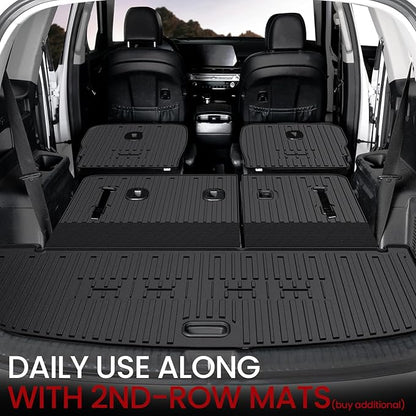 Cargo Mat with Backrest Mats for 2020-2025 Kia Telluride 7/8 Passenger Car Mats Accessories, All Weather TPE Interior Protectors Cargo Liner Trunk Mat(Cargo Mat with Backrest Mats)