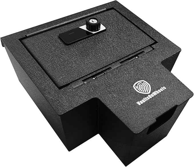 VaultsOnWheels for 2026 2025 2024 Chevrolet Silverado EV/GMC Sierra EV Center Console Storage Hidden Console Storage Interior Vault LockBox Anti-Theft Biometric Fingerprint Lock