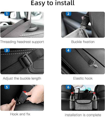 JEYODA Car Suede Seat Organizer High-capacity Seat Back Pouch Central Storage for Pickup SUVs Double-sided Tissue Storage Handbag Holder Car Accessories (Grey)