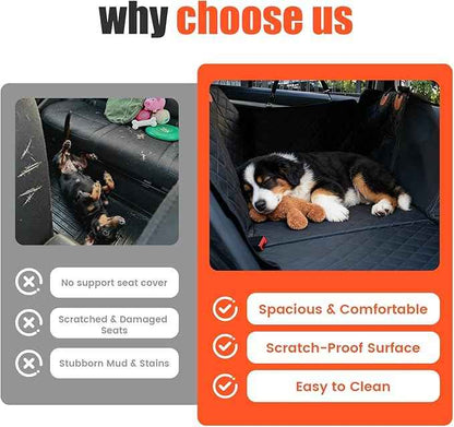 Egles Dog Car Seat Cover for Back Seat, Back Seat Extender for Dogs with Hard Bottom - New Non-Slip, Waterproof, Scratch Resistant, Portable Dog Hammock, Suitable for Cars, SUVs and Trucks