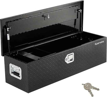 Garvee 39 Inch Truck Bed Tool Box, Heavy Duty Aluminum Pickup Tool Chest with Sliding Shelf, Waterproof & Rust-Resistant Storage Organizer for Truck, RV, Trailer, Silver