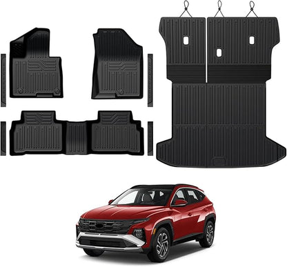 Floor Mats for Hyundai Tucson Hybrid 2022-2026, All Weather Floor Mats Trunk Cargo Liner with Backrest Protectors Accessories, Full Coverage Set (Not fit PHEV)