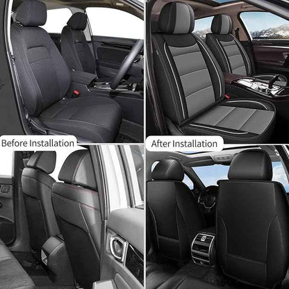 YORKNEIC Fit for Chevrolet Chevy Tahoe Seat Covers 2011-2024 2025 2026 Faux Leather Waterproof Front Car Seat Covers Automotive Seat Protectors Cushions with Airbag Compatible(2 Front Set,Black&Grey)
