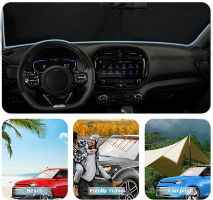 INSAUTO for Soul Windshield Sun Shade Window Sunshade Custom-fit 2020-2026 Kia Soul Wagon Windshield Cover Foldable Sun Visor Thicken 4-Layer Reflective Protector Block UV Rays Car Accessories
