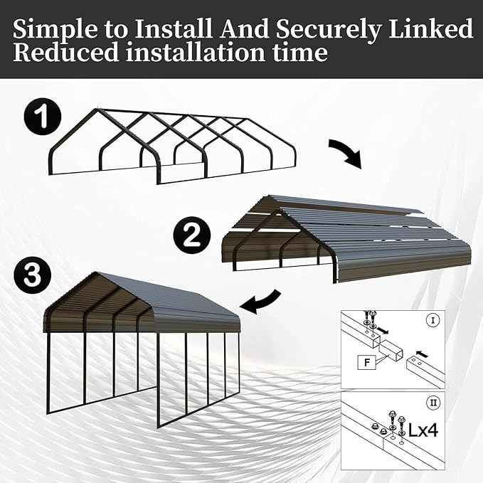 20x20 FT Carport Heavy Duty -Metal Carports for 2 Car All Weather,Garage Kit with Reinforced Frame, Steel Car Canopy Shelter for Outdoor Vehicle Protection