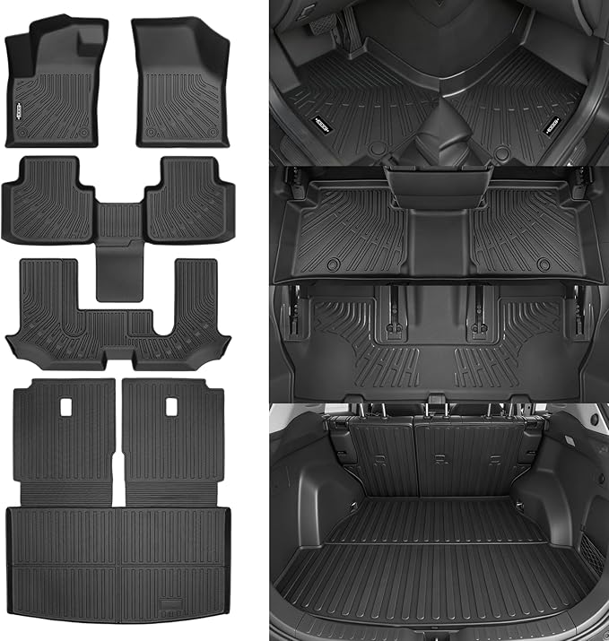 Custom Fit Floor Mats for Volkswagen Atlas 6 Seats/Captain Seat 2018-2026, All Weather TPE Floor Liners with Trunk Mat & Backrest Protectors, Odorless Full Set Interior Accessories