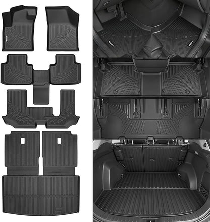 Custom Fit Floor Mats for Volkswagen Atlas 6 Seats/Captain Seat 2018-2026, All Weather TPE Floor Liners with Trunk Mat & Backrest Protectors, Odorless Full Set Interior Accessories