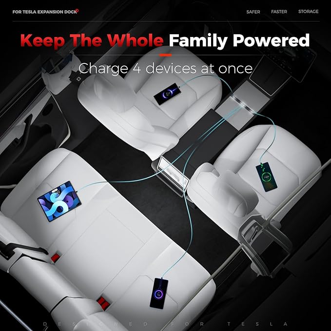 USB Hub for Tesla Model Y Juniper Accessories 2026 & Model 3 Highland 2025 Accessories, Hidden Console Phone Charger Hub, Center Console Interior (1-Type C for ModelY/3 Juniper&Highland)