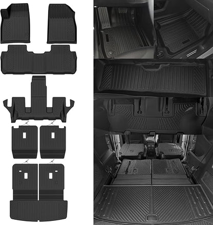 Custom Fit Floor Mats for 2017-2023 GMC Acadia 6 Seats with 2nd Row Bucket Seat, All Weather TPE Floor Liners with Trunk Mat & Backrest Protectors, Odorless Full Set Interior Accessories