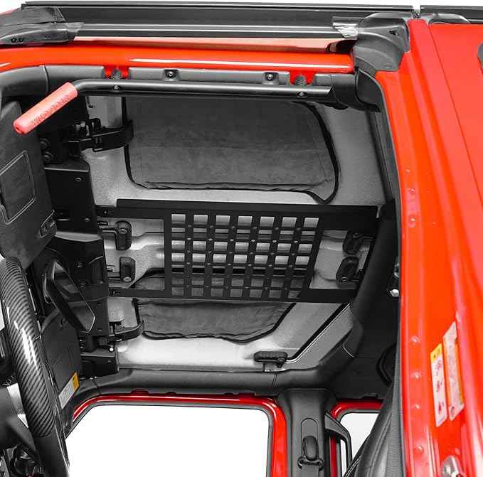 Hooke Road Front Overhead MOLLE Panel w/Pouches Roof Cargo Rack Storage Bag for 2018-2026 Jeep Wrangler JL & Gladiator JT 2/4 Doors (Hardtop Only)