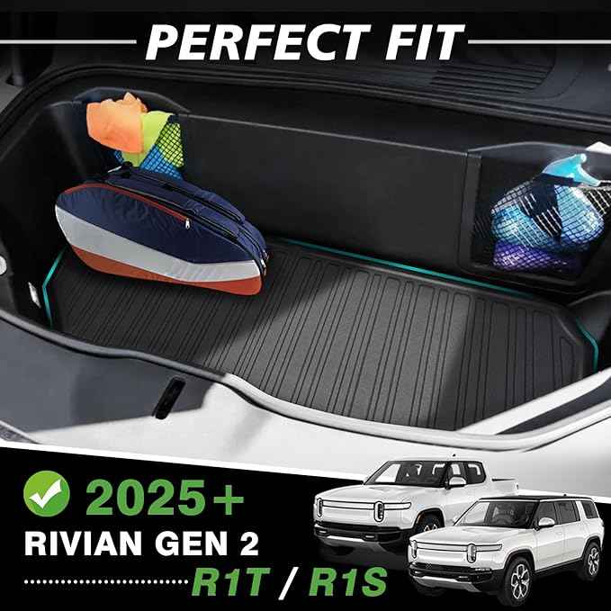 BestEvMod Gen2 Frunk Mat Compatible with Rivian R1T R1S Gen 2 All-Weather Front Trunk Mat TPE Material Rubber Cargo Liner 2025 2026 Accessories (Frunk Liner 2025+)