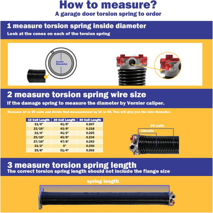2" Garage Door Spring Pair, Garage Door Spring Replacement,Torsion Springs for Garage Door Set Includes Left Right Door Springs, with Non-Slip Winding Rods for DIY Replacement (0.250x2''x30'')