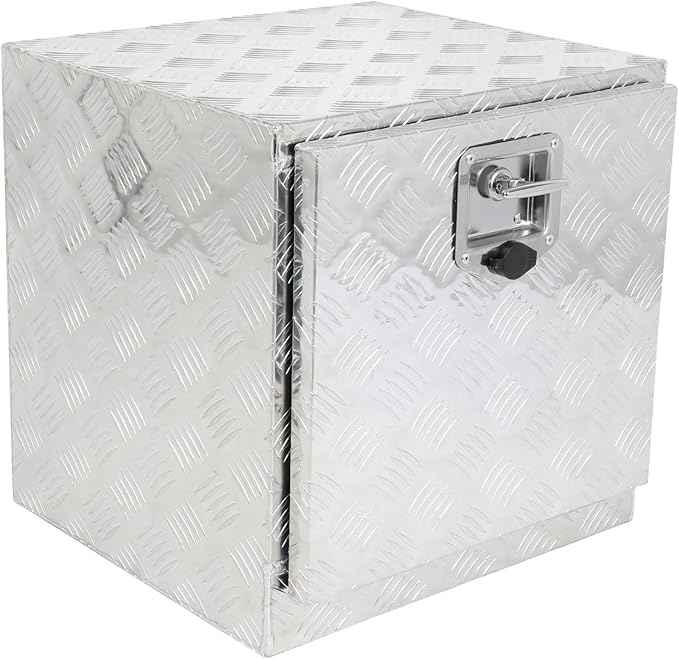 SCITOO 18 Inch Diamond Plate Truck Bed Tool Box,Heavy Duty Aluminum Crossover Storage for Most Full Size Pickups,Lockable Weatherproof Chest,Fits 18" Truck Beds,Easy Access to Load and Unload