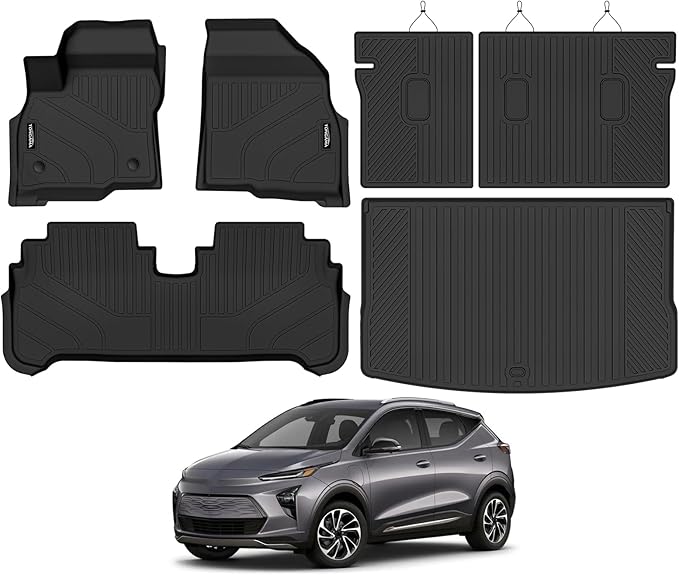 Tongama-Floor Mats for 2022-2024 Chevrolet Bolt EUV (Not for EV), All Weather TPE Floor Liners and Trunk Mat and Backrest Mats Protectors for Chevy Bolt EUV Waterproof Interior Accessories