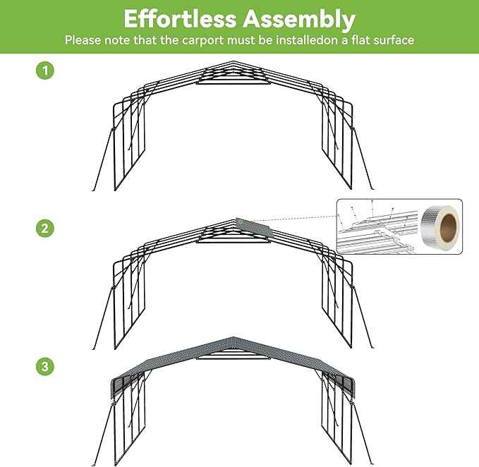 Heavy Duty Metal Carport, 20x20FT Carport Canopy with Galvanized Steel Roof and Reinforced Frame, 4 Support Rods, Outdoor Garage Car Shelter Shade for 2 Cars, Boats and Truck, Party, Gray