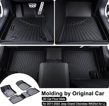 TPE Floor Mats for 2011-2021 & 2022 WK Jeep Grand Cherokee (Not for L) All Weather Car Floor Liners Fit Jeep Grand Cherokee Accessories Black
