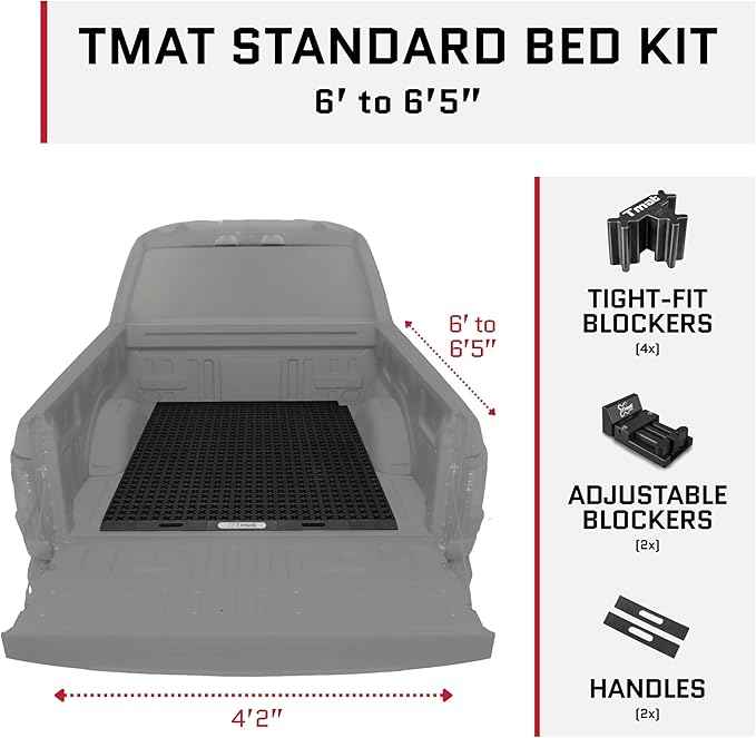 Tmat Truck Bed Organizer Storage System Slide Out Mat (Universal Fit or Standard Beds 6' to 6'5')