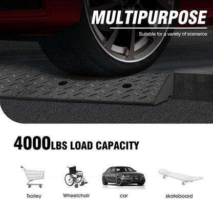 DNA MOTORING 6.9" Rise Rubber Curb Ramp Heavy Duty Loading Driveway Ramp Threshold Ramp 39 in L x 19.5 in W x 6.9 in H for Loading Dock, Warehouse, Wheelchair, Motorcycles, Cars, TOOLS-00653
