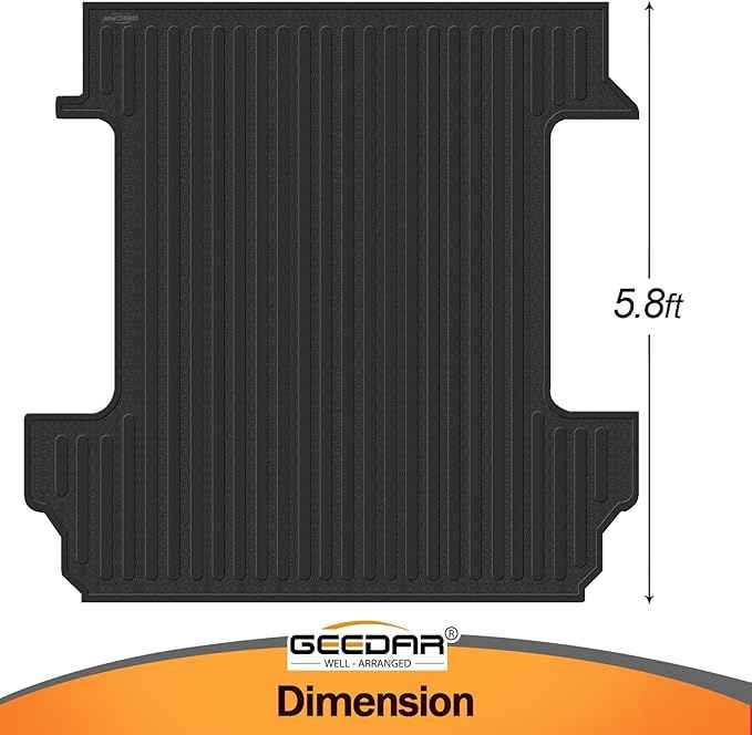 GEEDAR Heavy Duty Rubber Bed Mat for 2019-2026 Chevy Silverado/GMC Sierra 1500 Accessories 5'8'' Vehicle Bed, Bed Liner for Chevy Silverado GMC Sierra 1500, Black