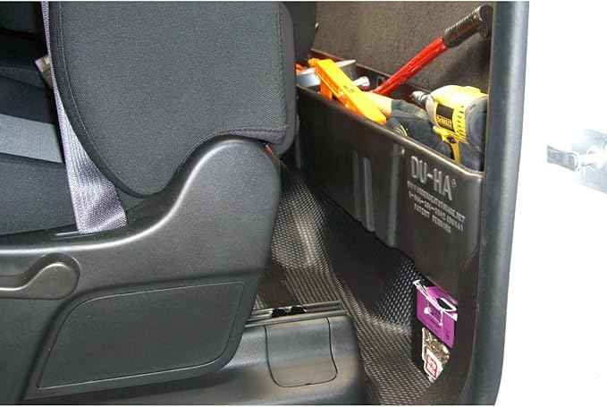 DUHA 10058 Behind-The-Seat Storage Unit fits 2007-2019 Chevy Silverado/GMC Regular Cab Models | Black Heavy-Duty Back Seat Organizer | Includes Dividers